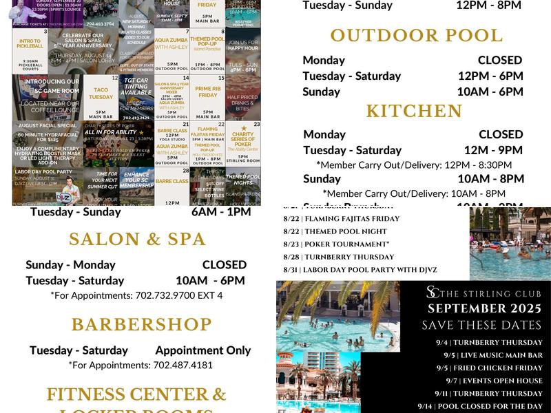 The Stirling Club Menu