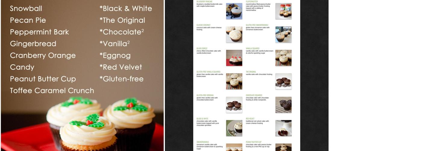 Sublime Cupcakes Menu