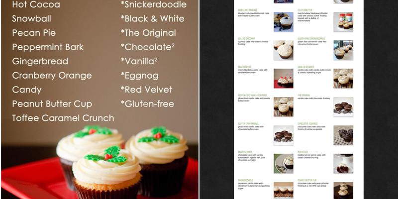 Sublime Cupcakes Menu