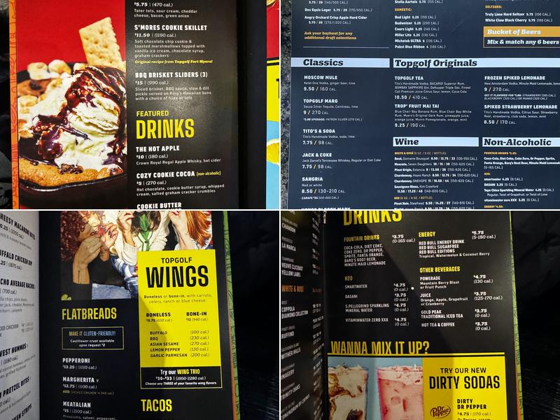 Topgolf Menu