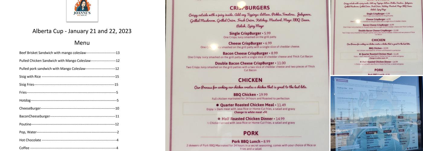 Joanne's Food Truck & Catering Menu