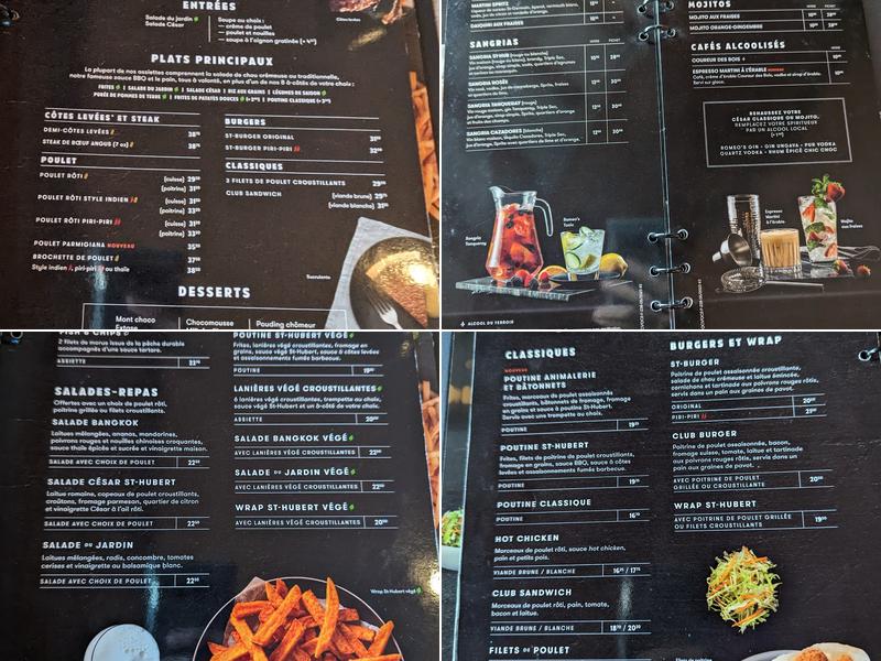 Restaurant et bar St-Hubert Menu