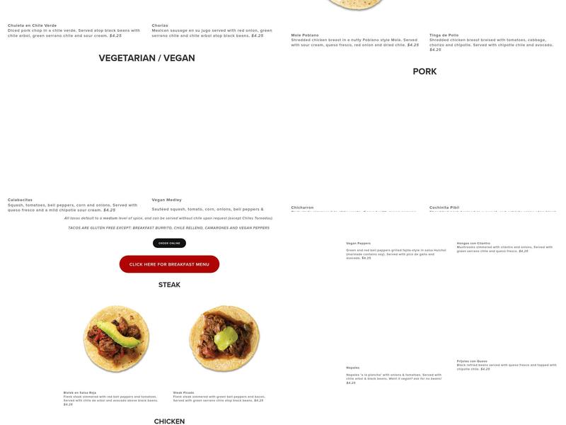 Guisados Menu