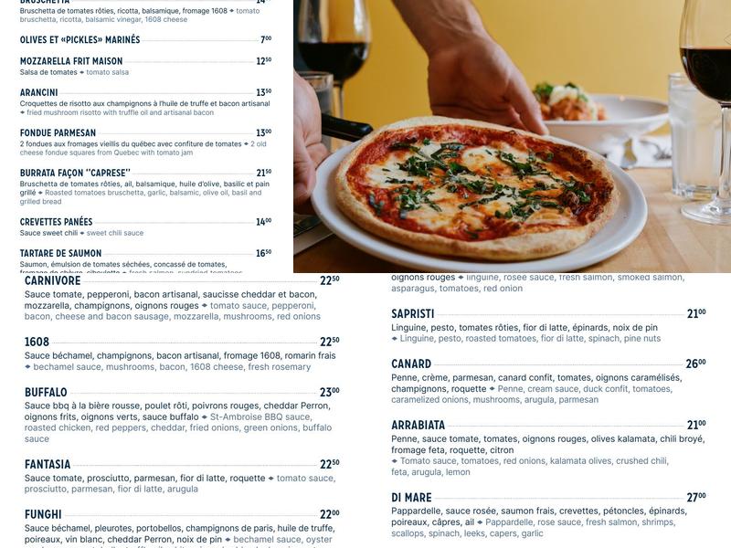 Sapristi Champlain Menu