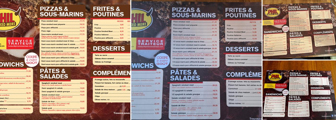 Phil Smoked Meat Menu