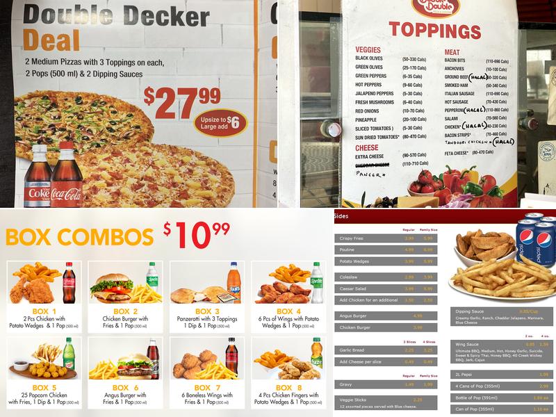 Double Double Pizza and Chicken Menu