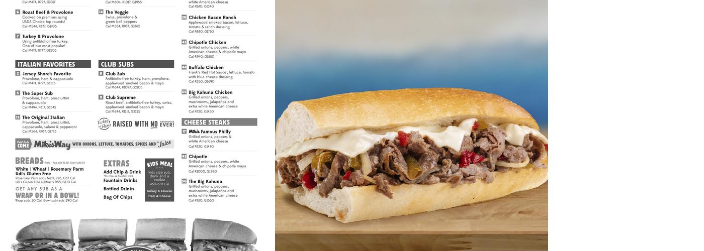 Jersey Mike's Subs Menu