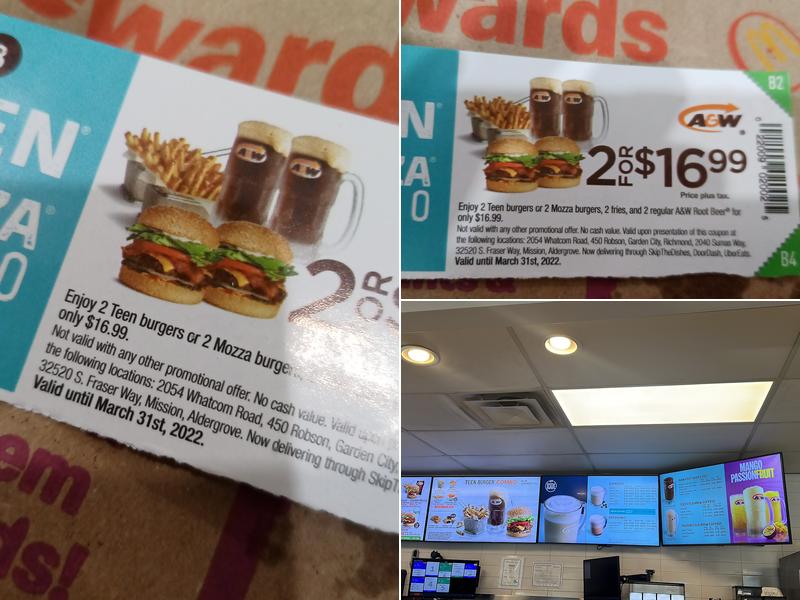 A&W Canada Menu