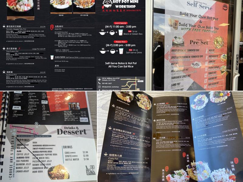 Hot pot mini workshop Menu