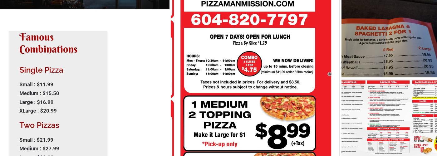 Pizza Man Menu