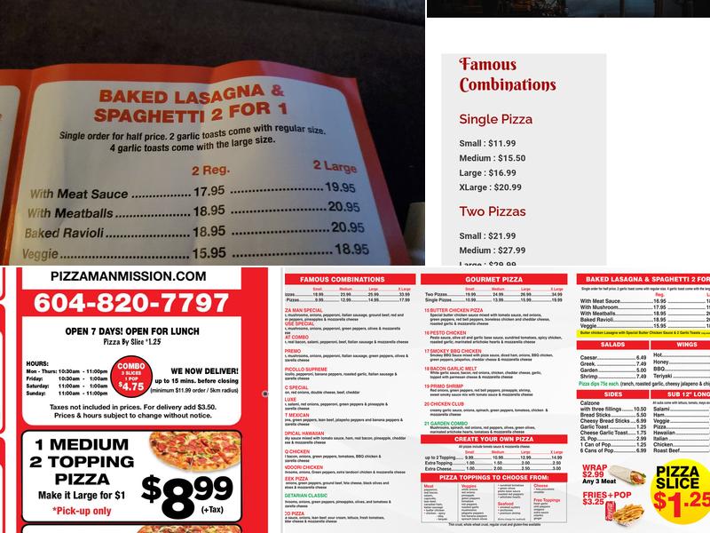 Pizza Man Menu
