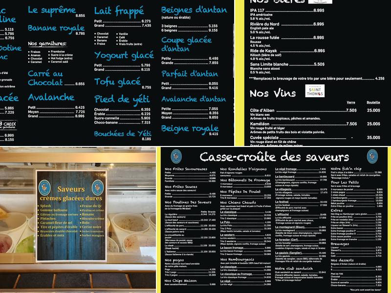 Les Sentiers des Saveurs Menu