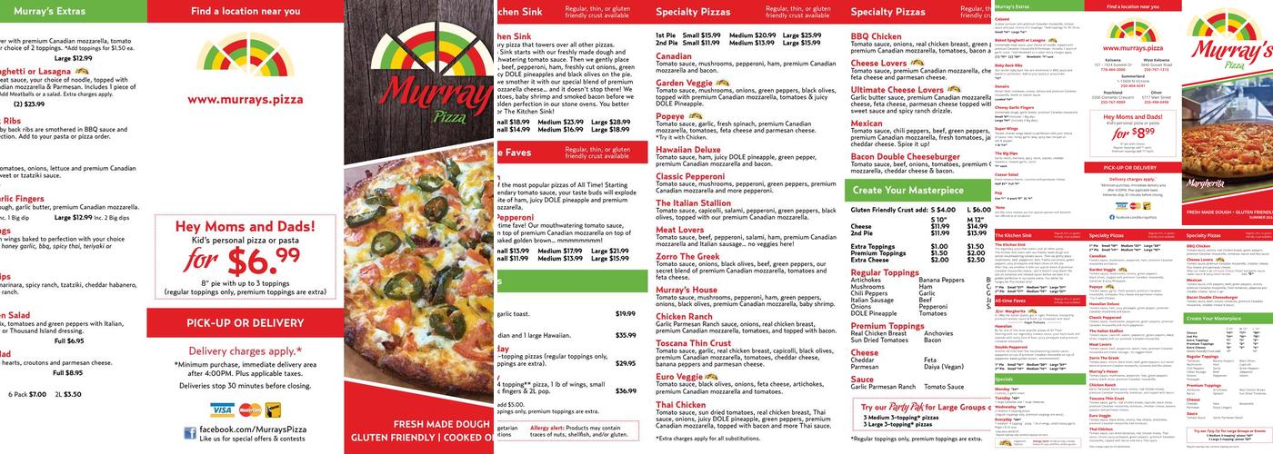 Murray's Pizza & Pasta Menu