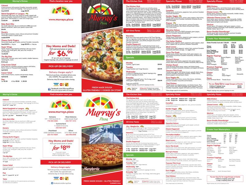 Murray's Pizza & Pasta Menu