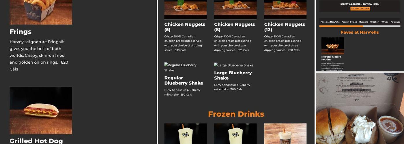 Harvey's Menu