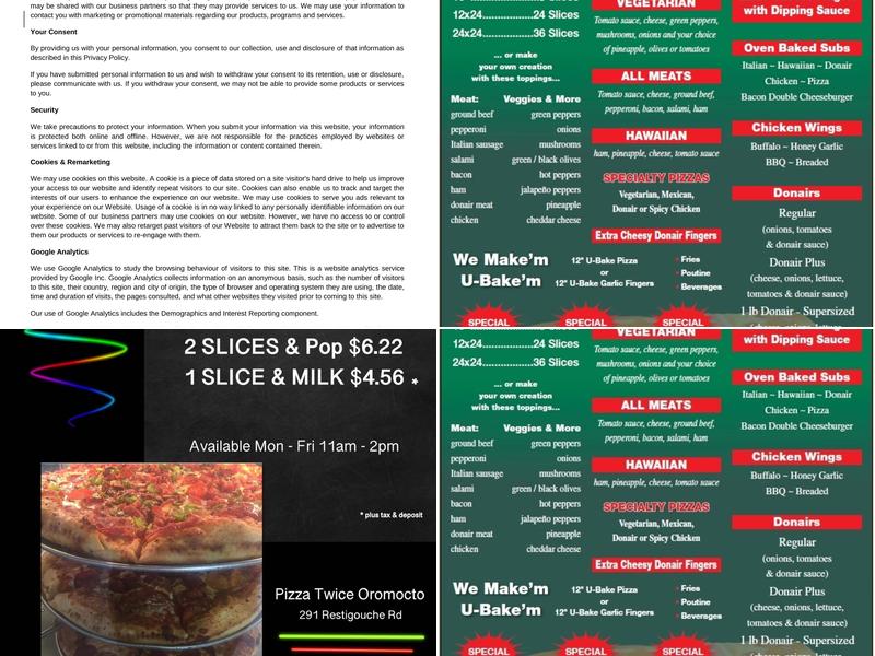 Pizza Twice Menu