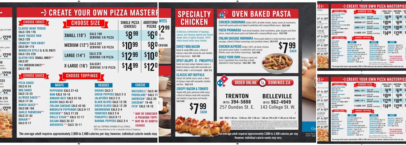 Domino's Pizza Menu