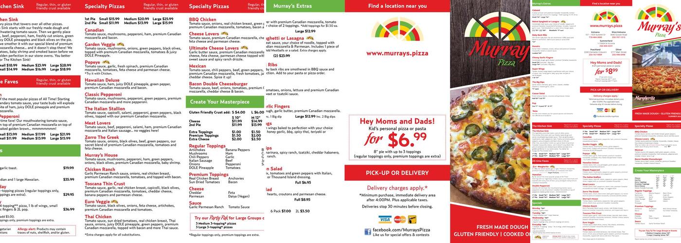 Murray's Pizza & Pasta Menu