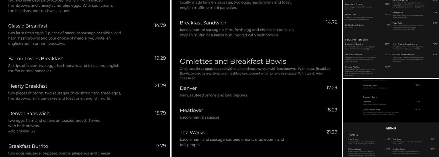 Roxy's Restaurant & Lounge Menu