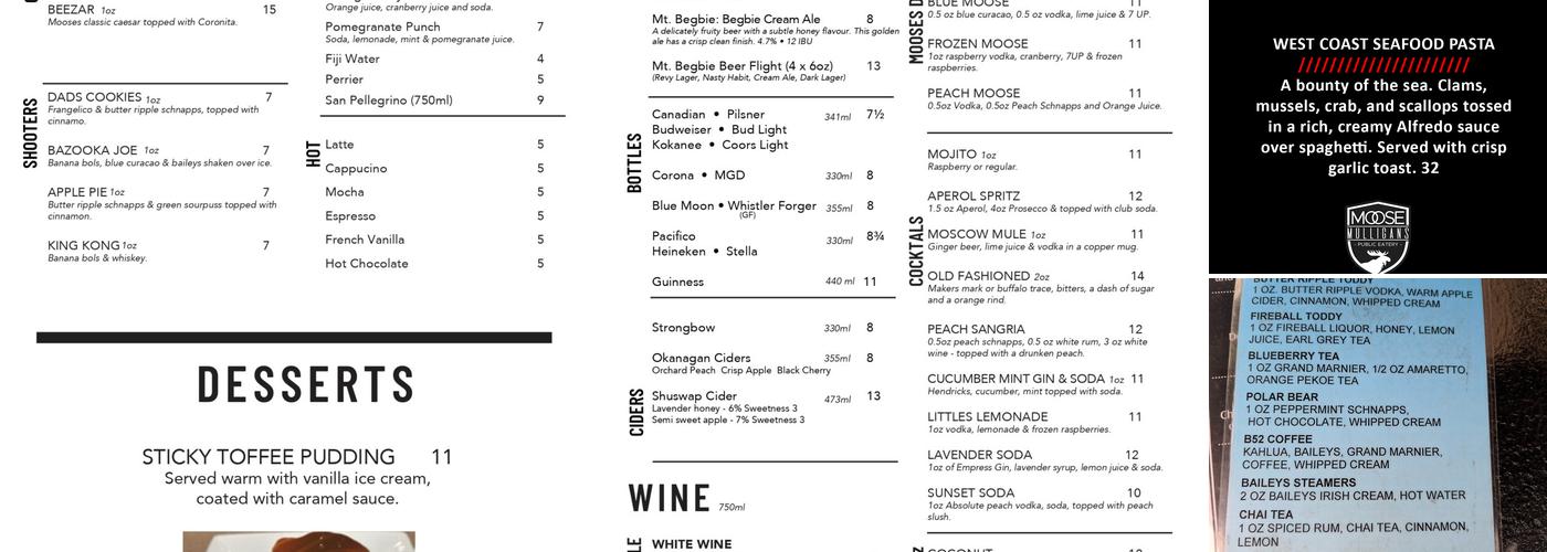 Moose Mulligans Public Eatery Menu