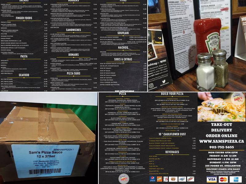 Sam's Pizza Menu