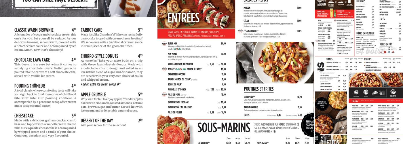 Toujours Mikes Menu