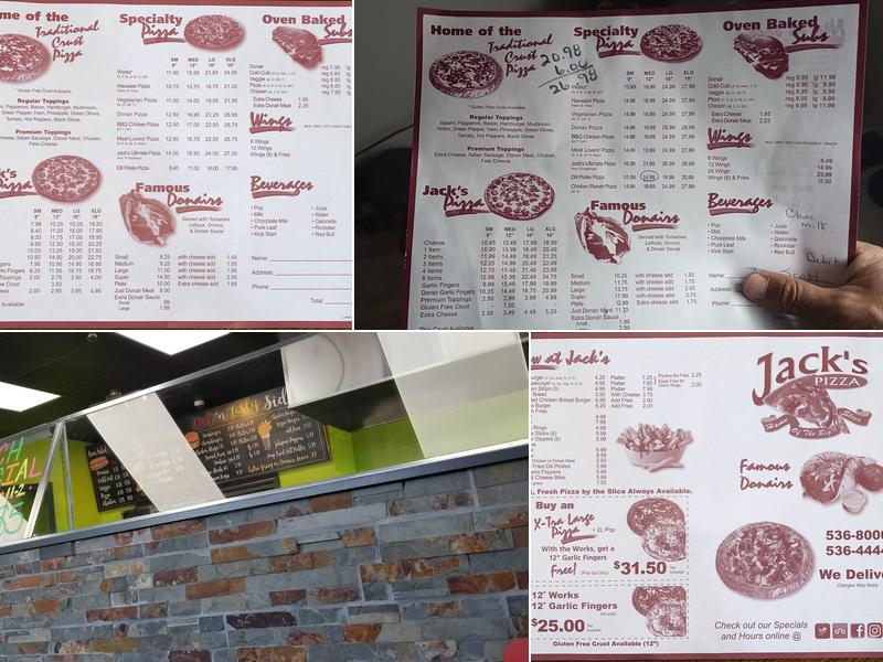 Jack's Pizza Menu