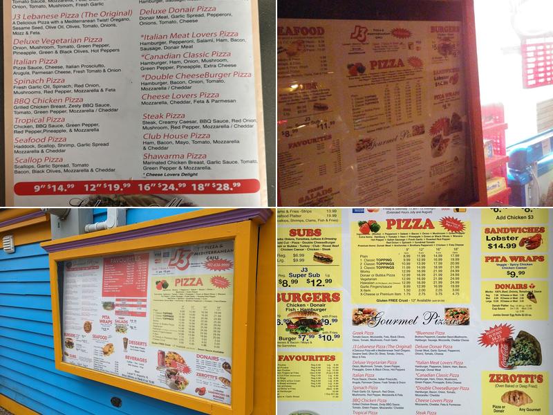 J3 Pizza Menu
