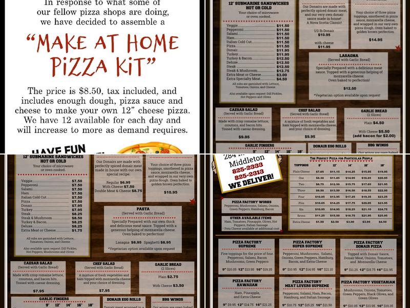Pizza Factory Menu