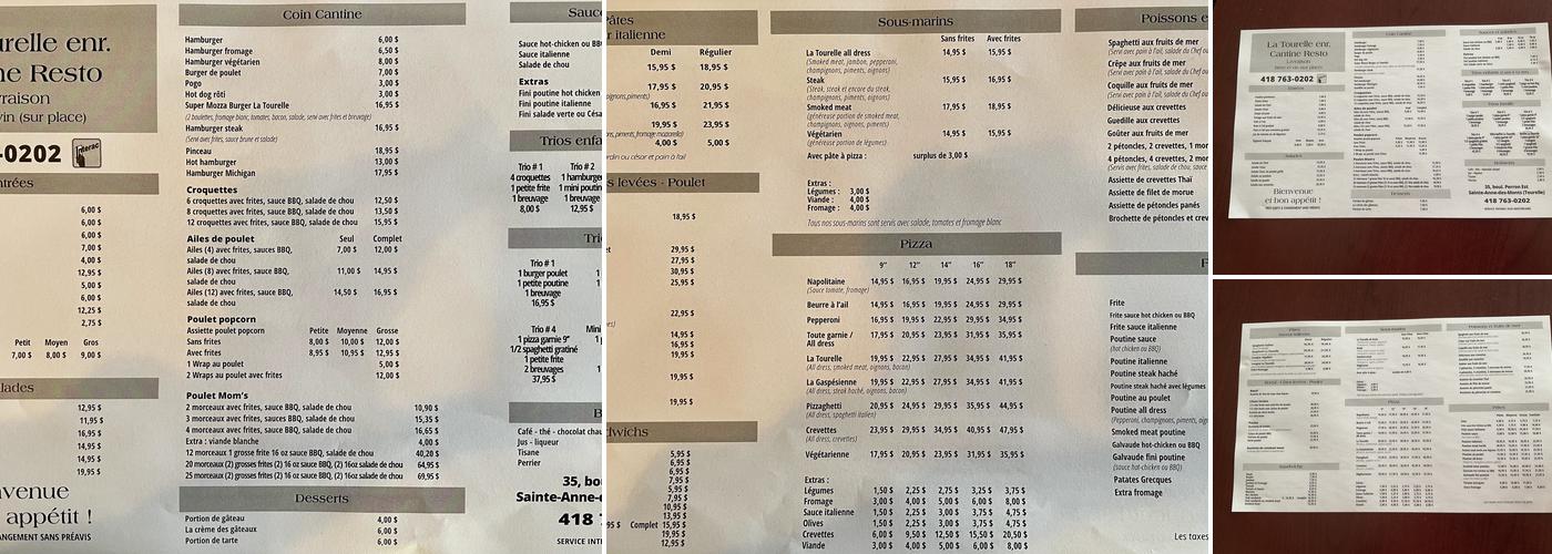 Resto Cantine LaTourelle Menu