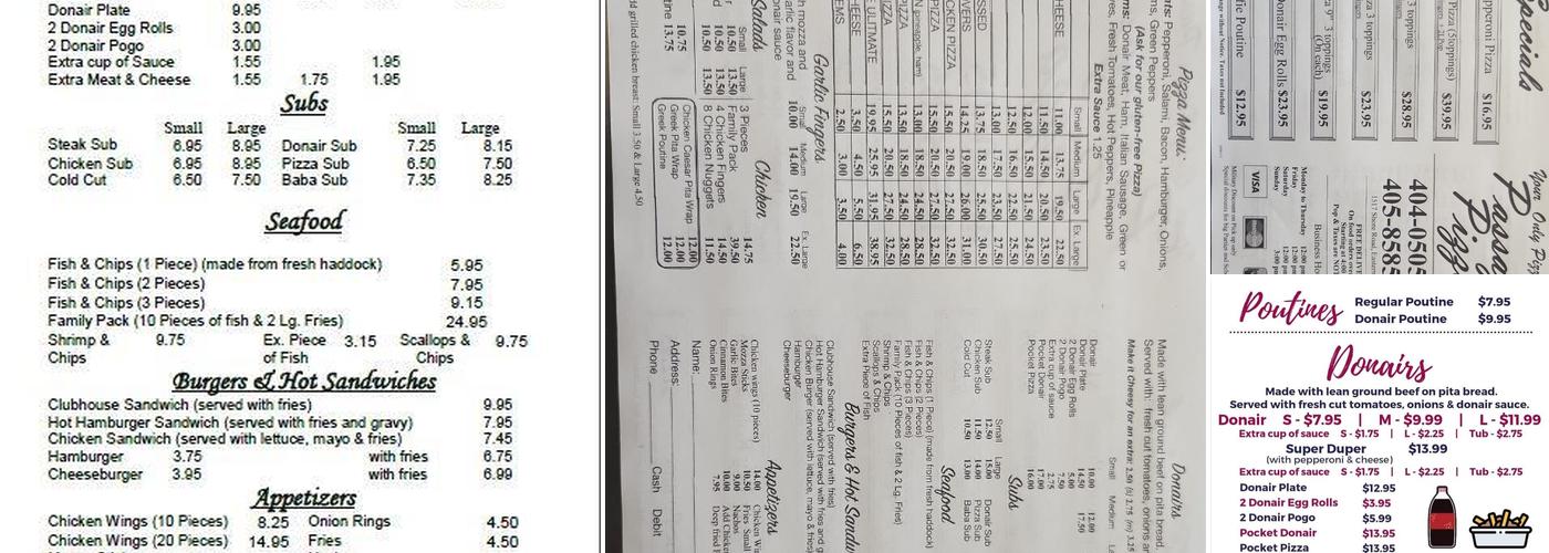 Passage Pizza Menu