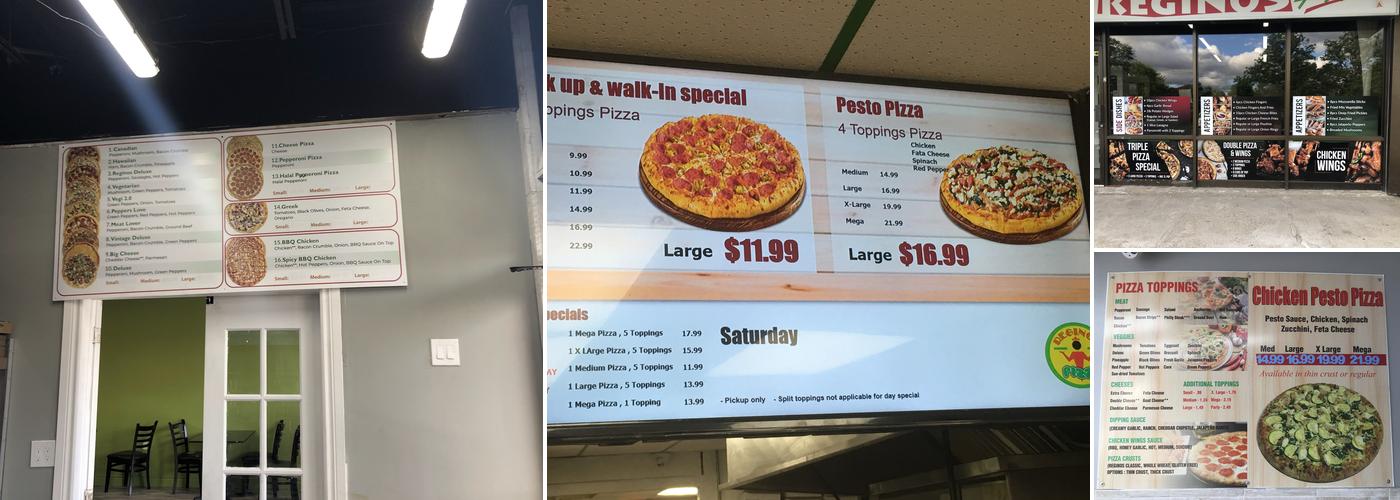 Reginos Pizza Menu