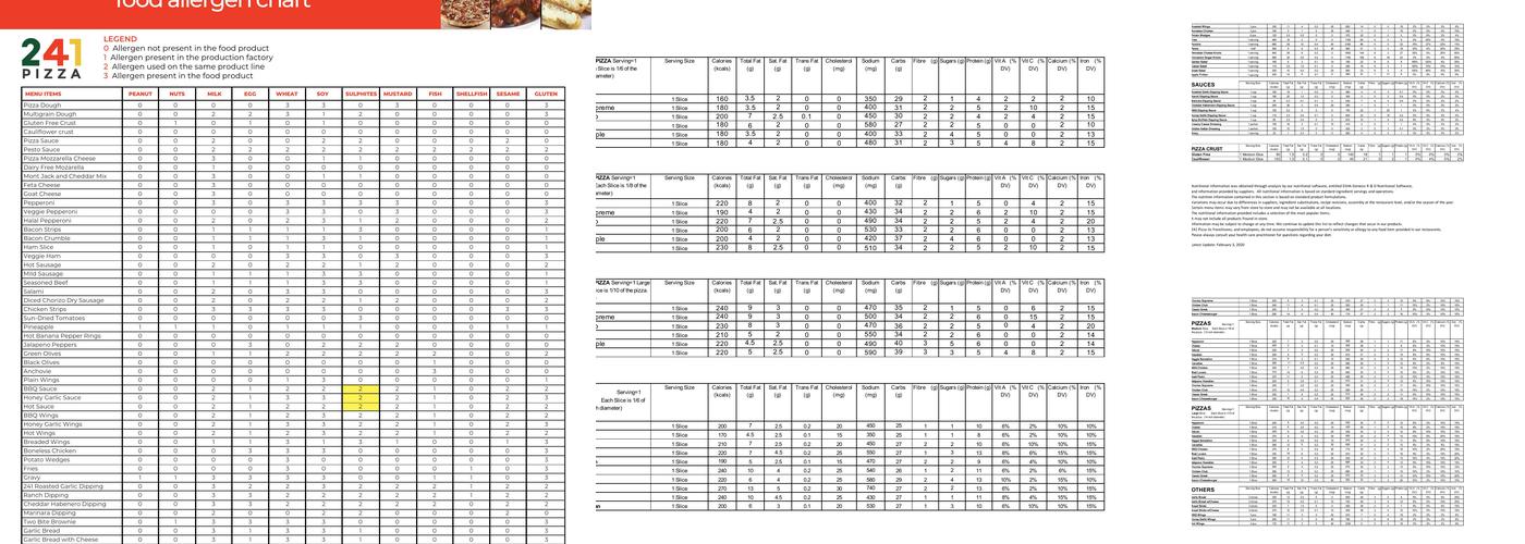 241 Pizza Menu