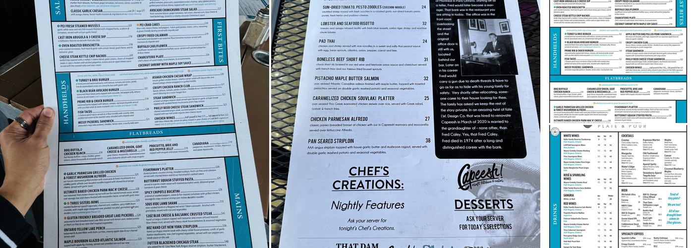 Stillwaters Menu