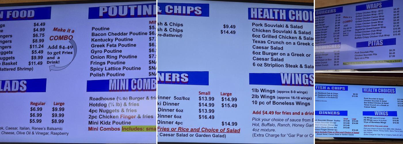 Texas Burger Menu