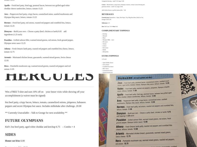 Olympus Burger Menu