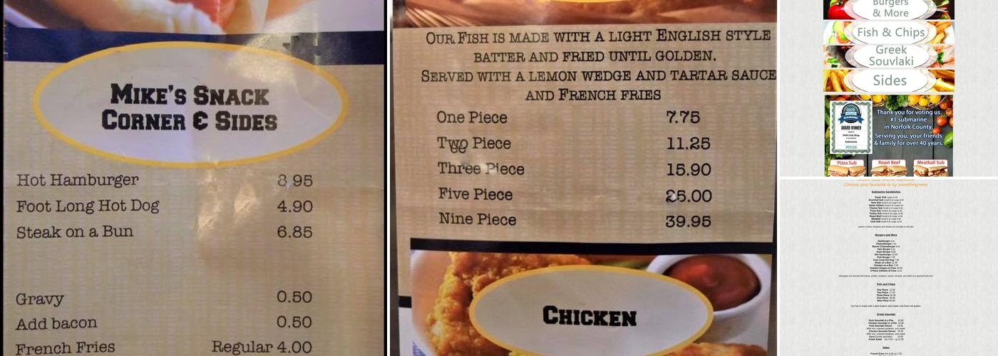 Mike's Delhi Submarine Menu