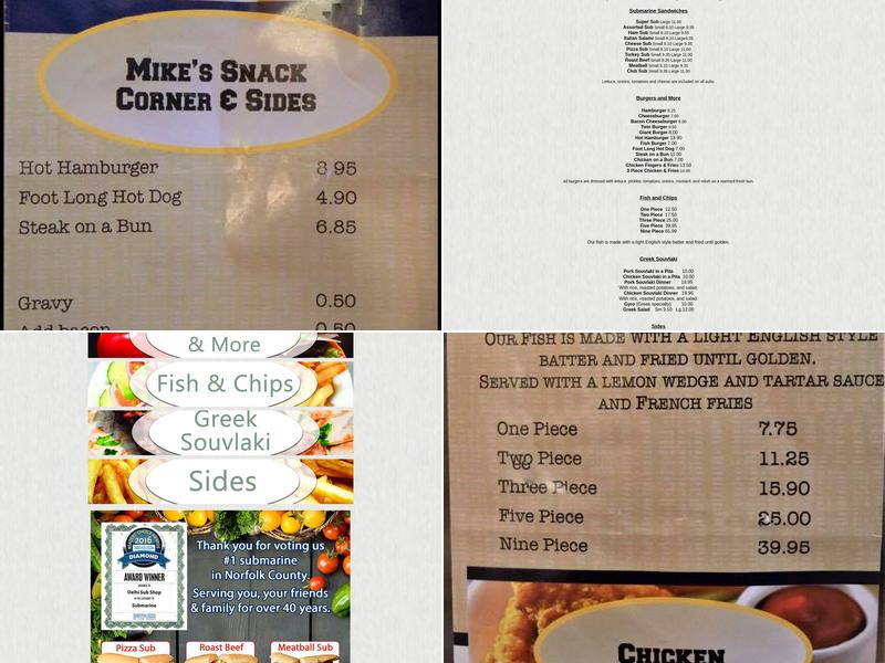 Mike's Delhi Submarine Menu