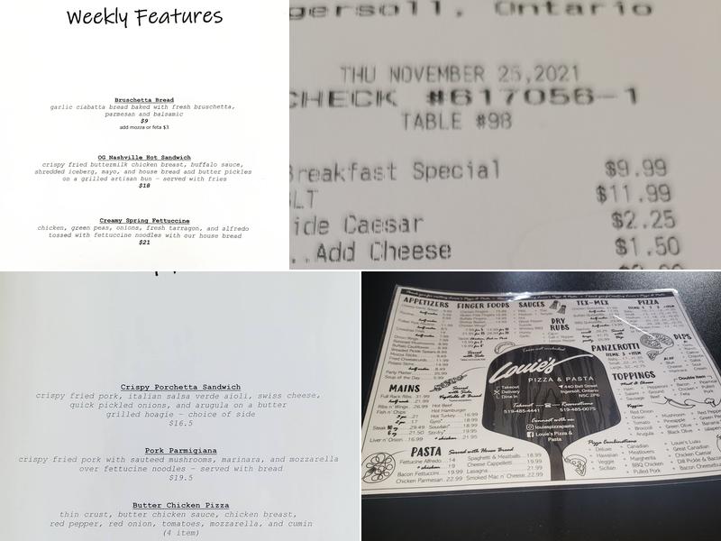 Louie's Pizza & Pasta Menu