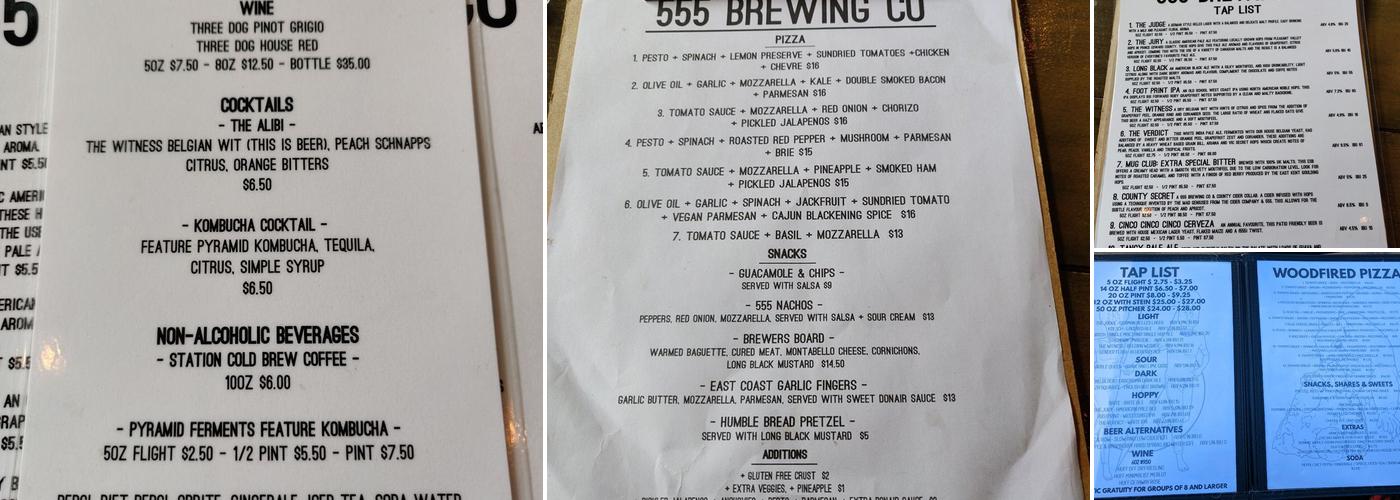 555 Brewing Co Menu
