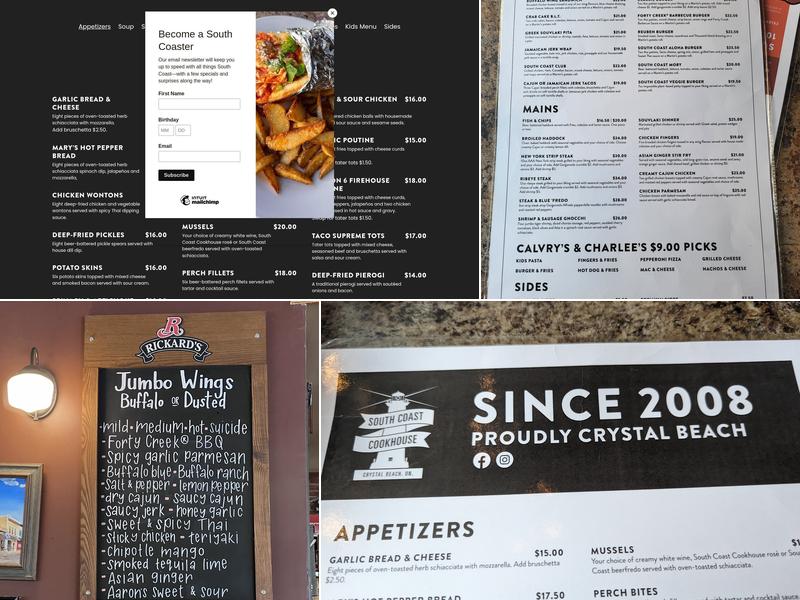 South Coast Cookhouse Menu