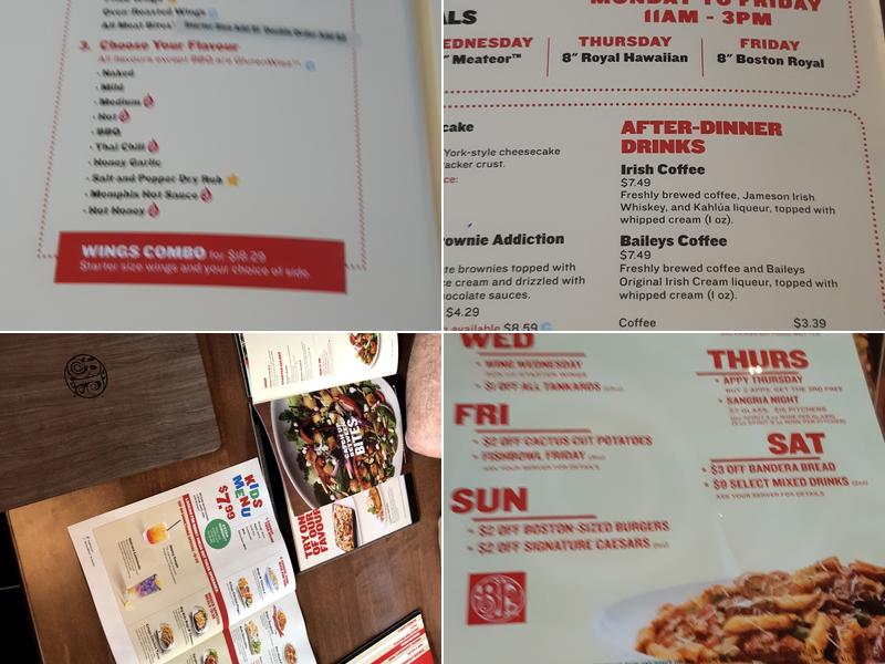 Boston Pizza Menu
