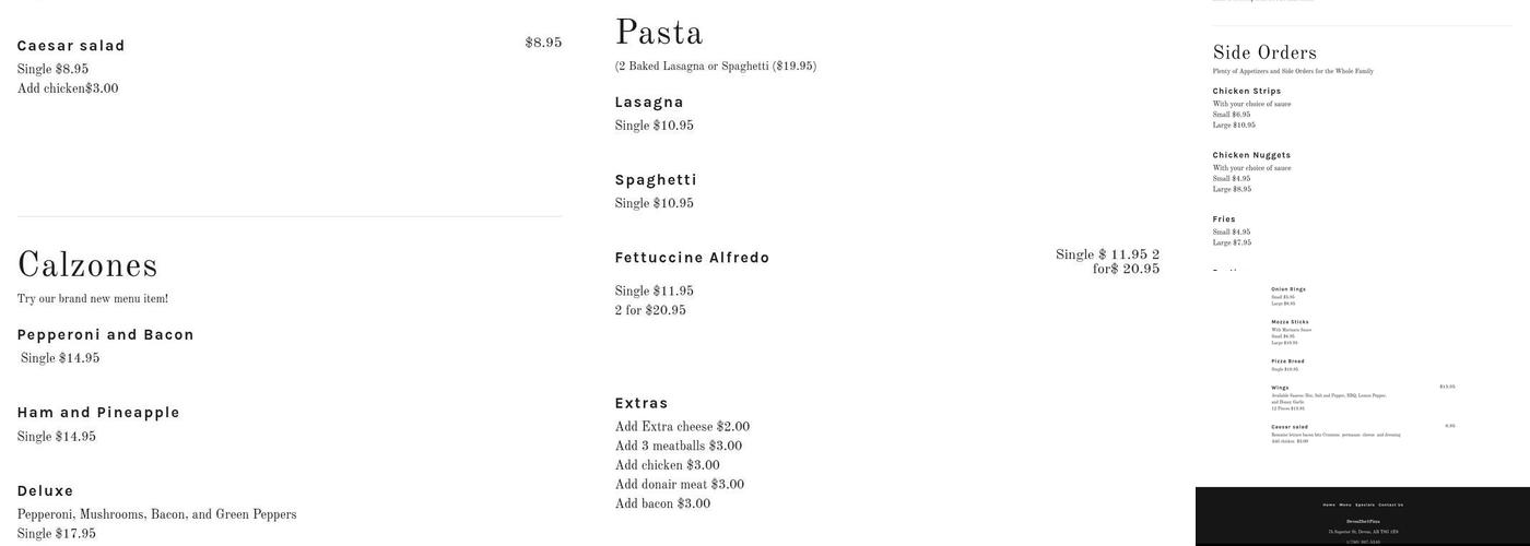 Devon 2 For 1 Pizza & Pasta Menu