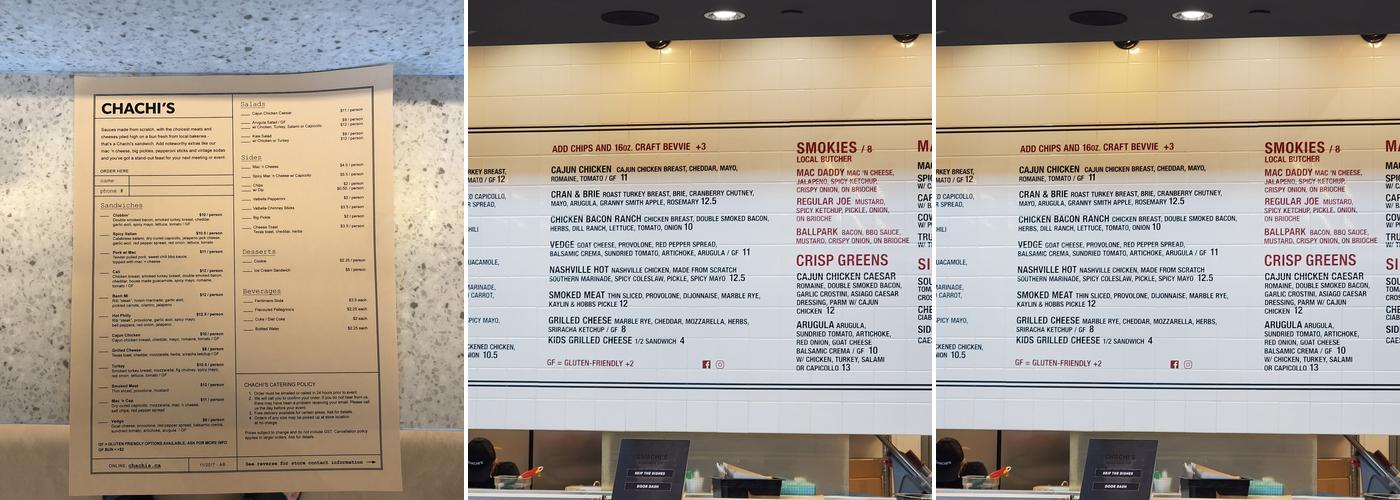 Chachi's Menu