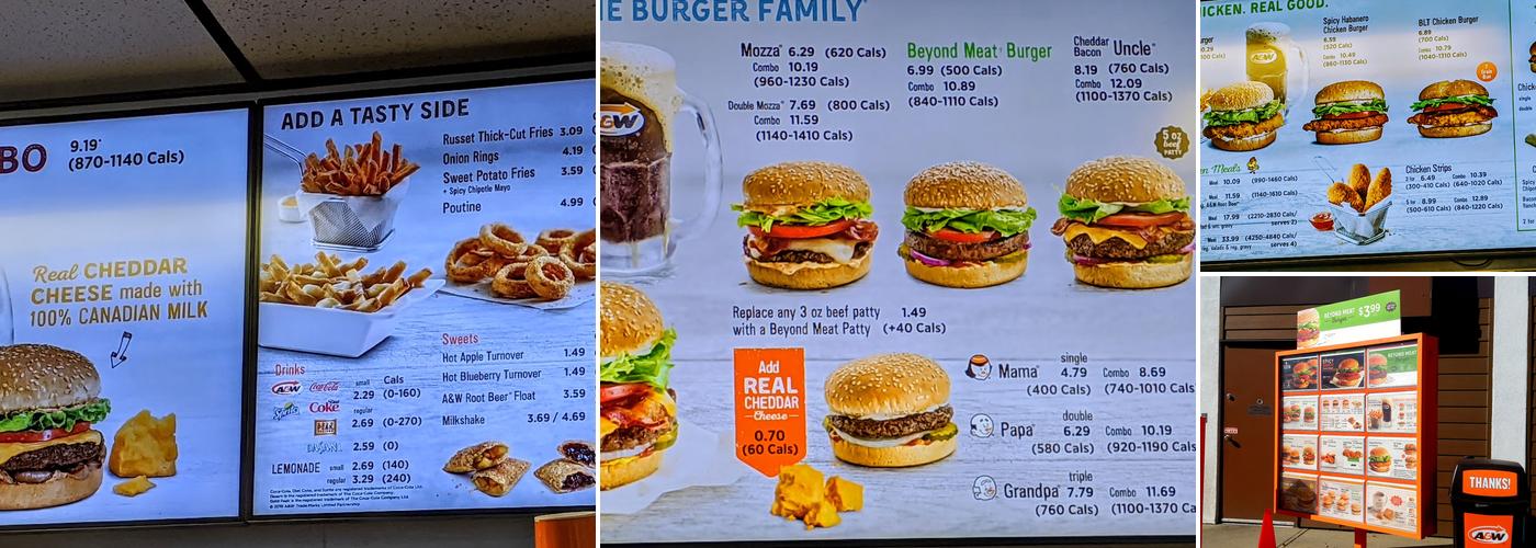 A&W Canada Menu