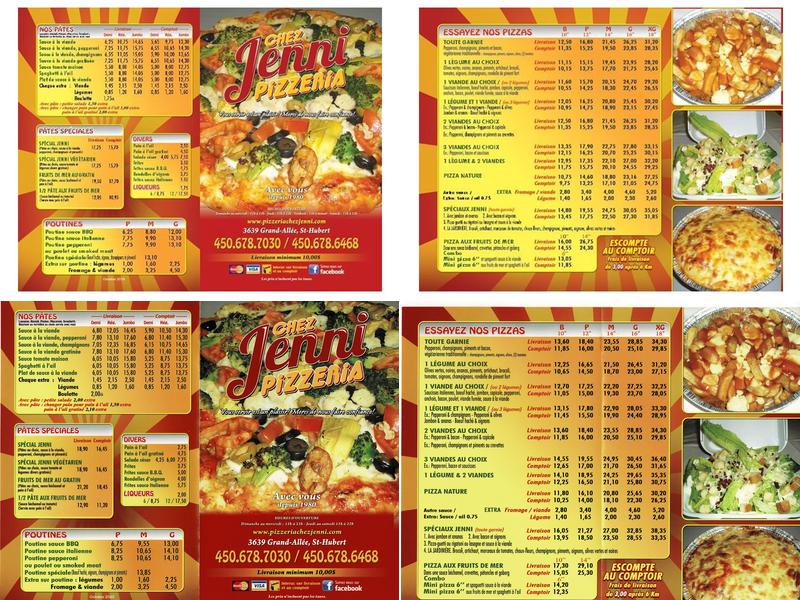 Chez Jenni Pizzeria Menu