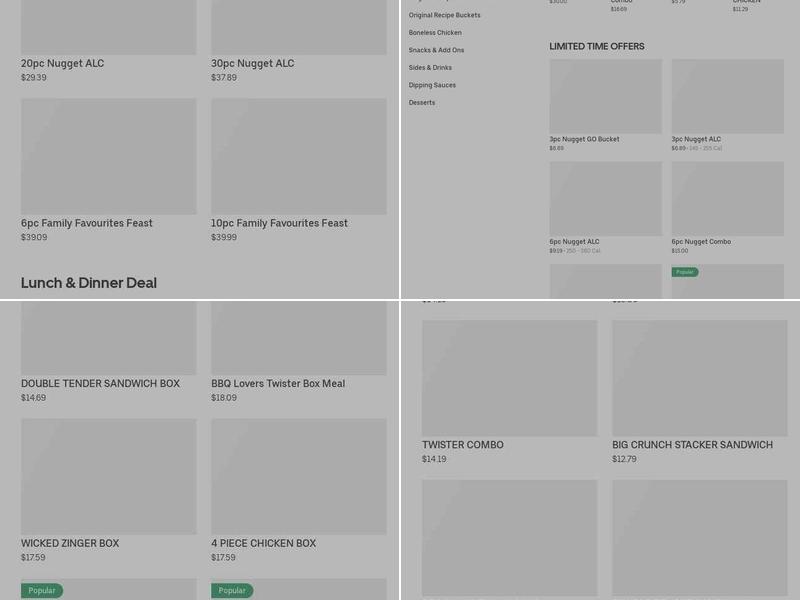 KFC Menu