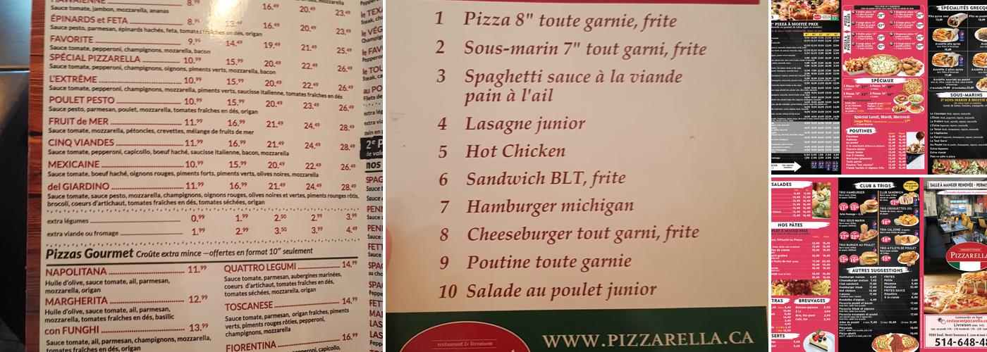 Restaurant Pizzarella Menu
