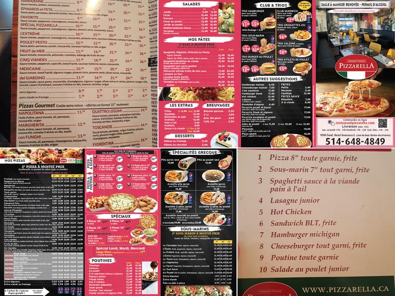 Restaurant Pizzarella Menu