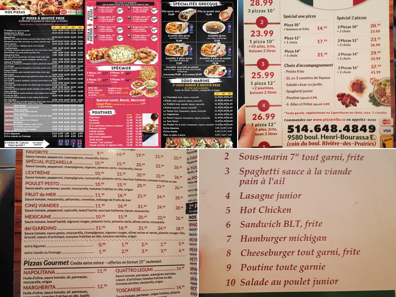 Restaurant Pizzarella Menu